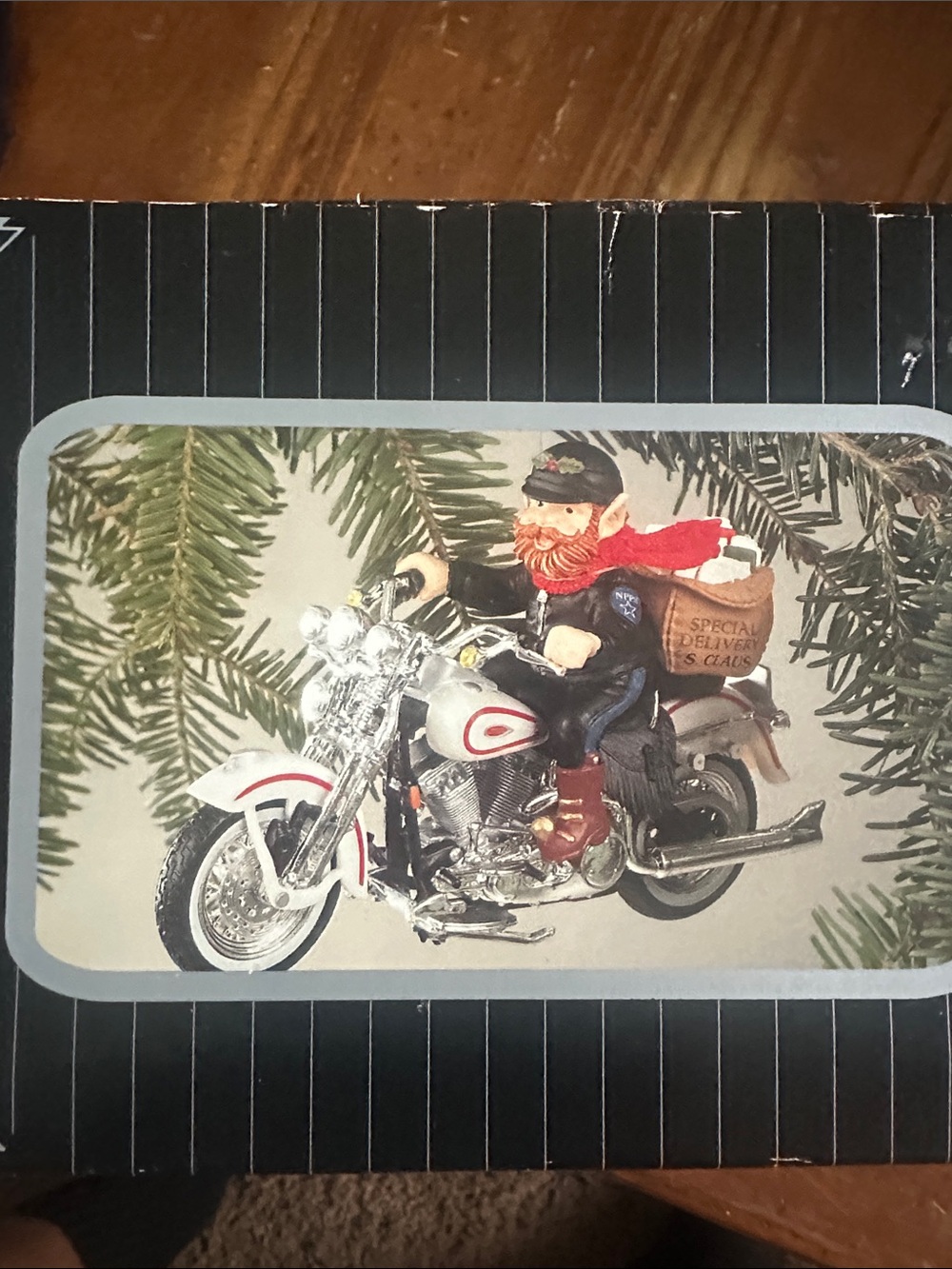 Holiday Motorcycle Santa Figurine - White & Red Home Accent